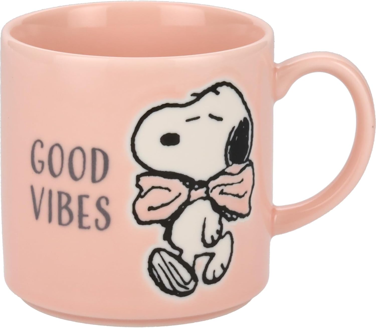 Yamaka Shoten Peanuts SN454-11 Peanuts Mug, Approx. 11.8 fl oz (350 ml), Microwave and Dishwasher Safe, Colorful Peanuts, GOOD VIBES Pink, Made in Japan