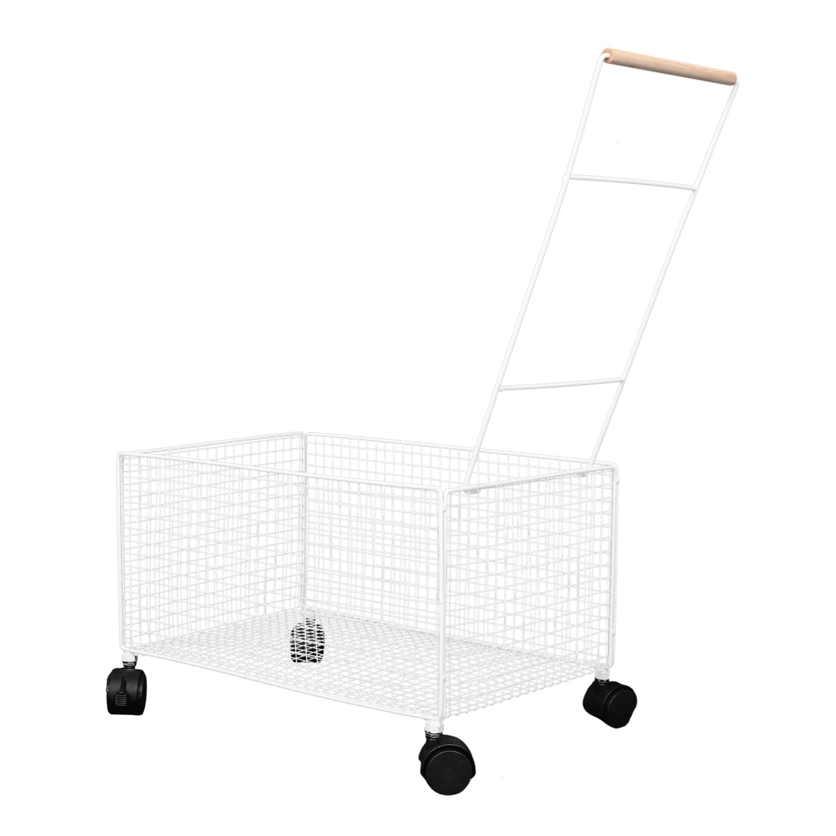 Panier à linge pour chambre et salle de bain mobile à roulettes blanc