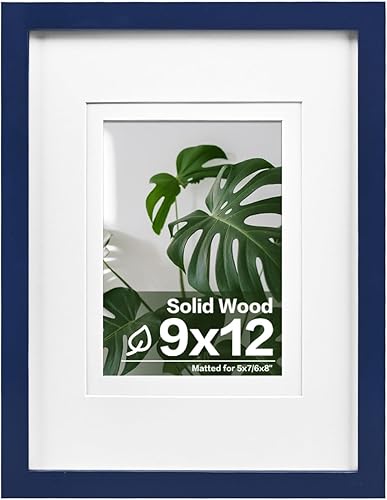 Vista 787 de Egofine Portarretratos de 9 x 12 pulgadas hecho de madera maciza con plexiglás, fotos de 5 x 7/6 x 8 con paspartú o de 9 x 12 pulgadas sin paspartú