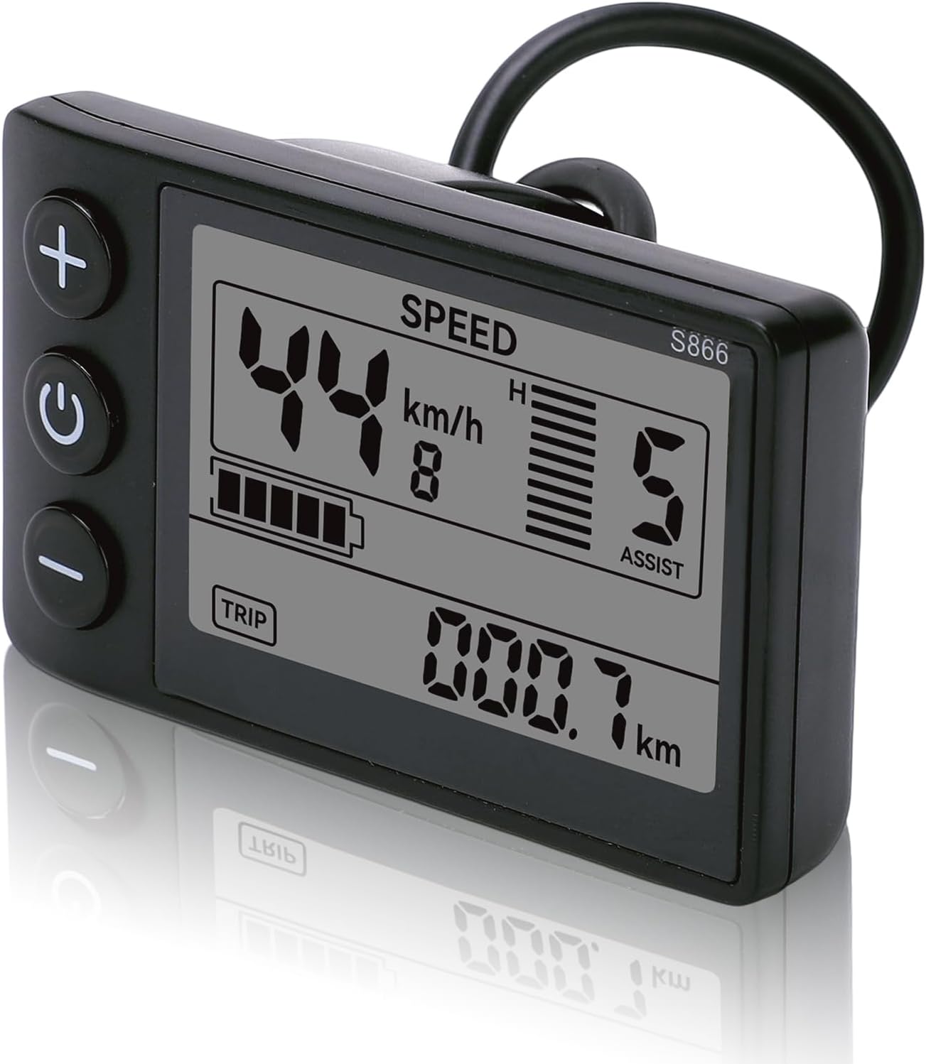 Electric Bike LCD Display Meter, 24V 36V 48V E Bike Display Meter Control Panel with Waterproof Plug Conversion Kit for Electric Scooter 22.2mm/0.9in Handlebars