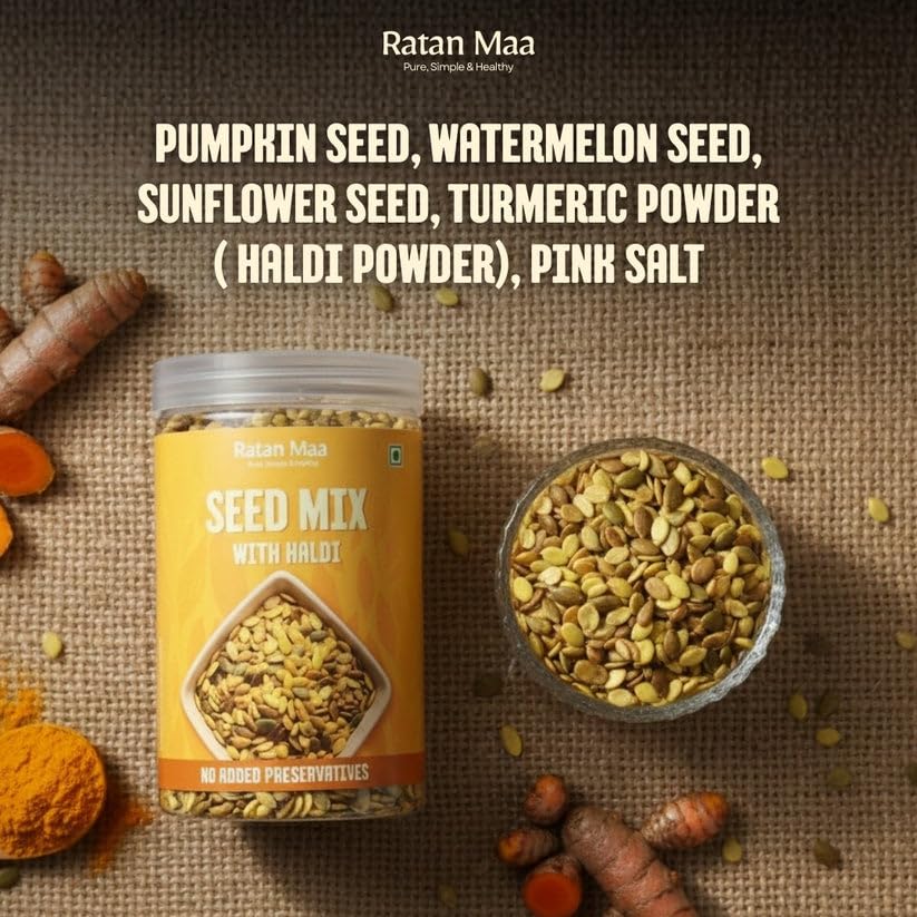 Image of Ratan Maa Pure, Simple & Healthy Roasted & Salted Seed Mix with Haldi | Crunchy Healthy Snack for Anytime Use | 400g | FBA