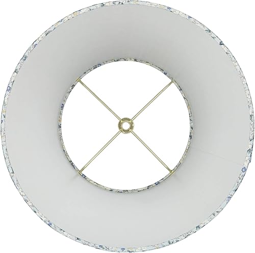 Miniatura 6 de Juego de 2 pantallas de lámpara plisadas con tapa dura, diseño floral azul, tamaño mediano, 8 pulgadas, parte superior x 13 pulgadas inferior x