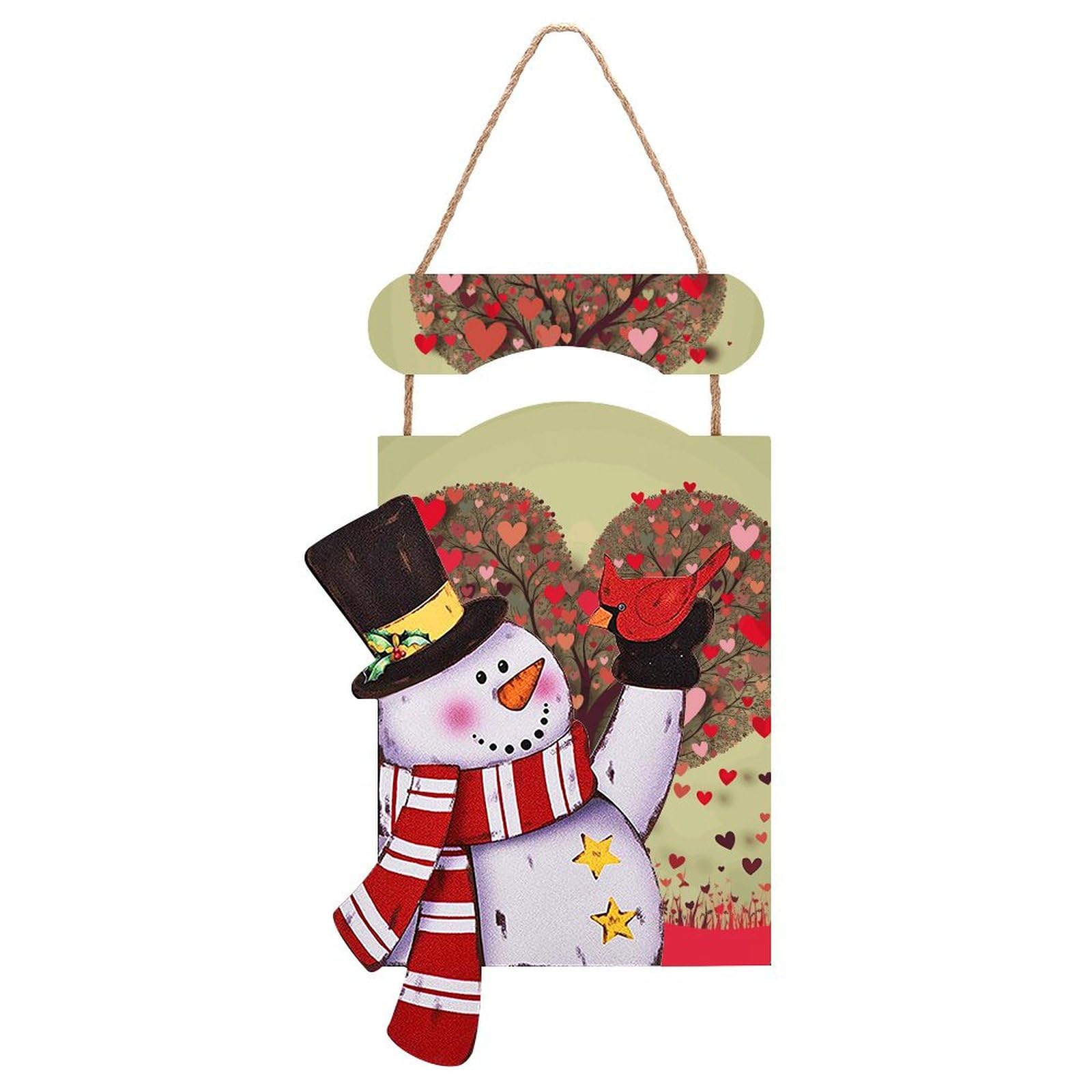 Décoration murale de Noël : tableau bonhomme de neige en bois pour salon cocooning