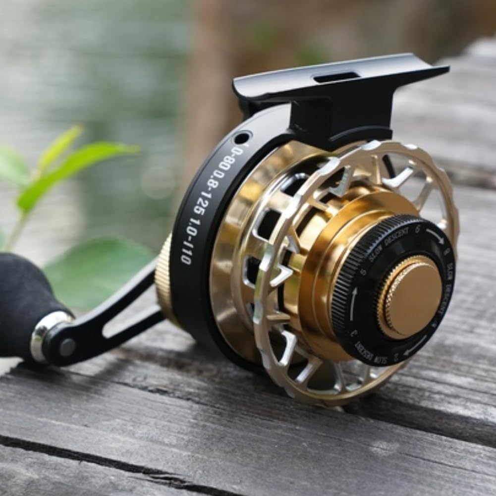 Mulinello da pesca a zattera, bobina in metallo, 6 kg, freno one-touch | Freno magnetico one-touch, rilascio della linea liscia, bobina in metallo, potenza di resistenza 6 kg