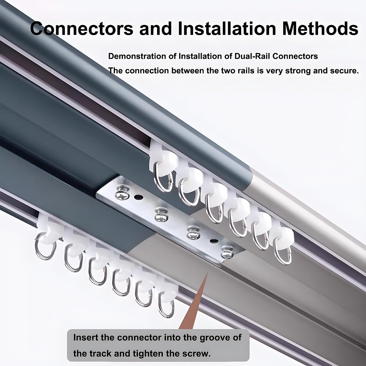 Rail de Rideau en Aluminium fixé au Plafond, séparateur de pièce à 2 Voies pour Rideaux Transparents 2,7 m (8,9 pi) d Idéal pour Les balcons, Les hôtels et Les VR.