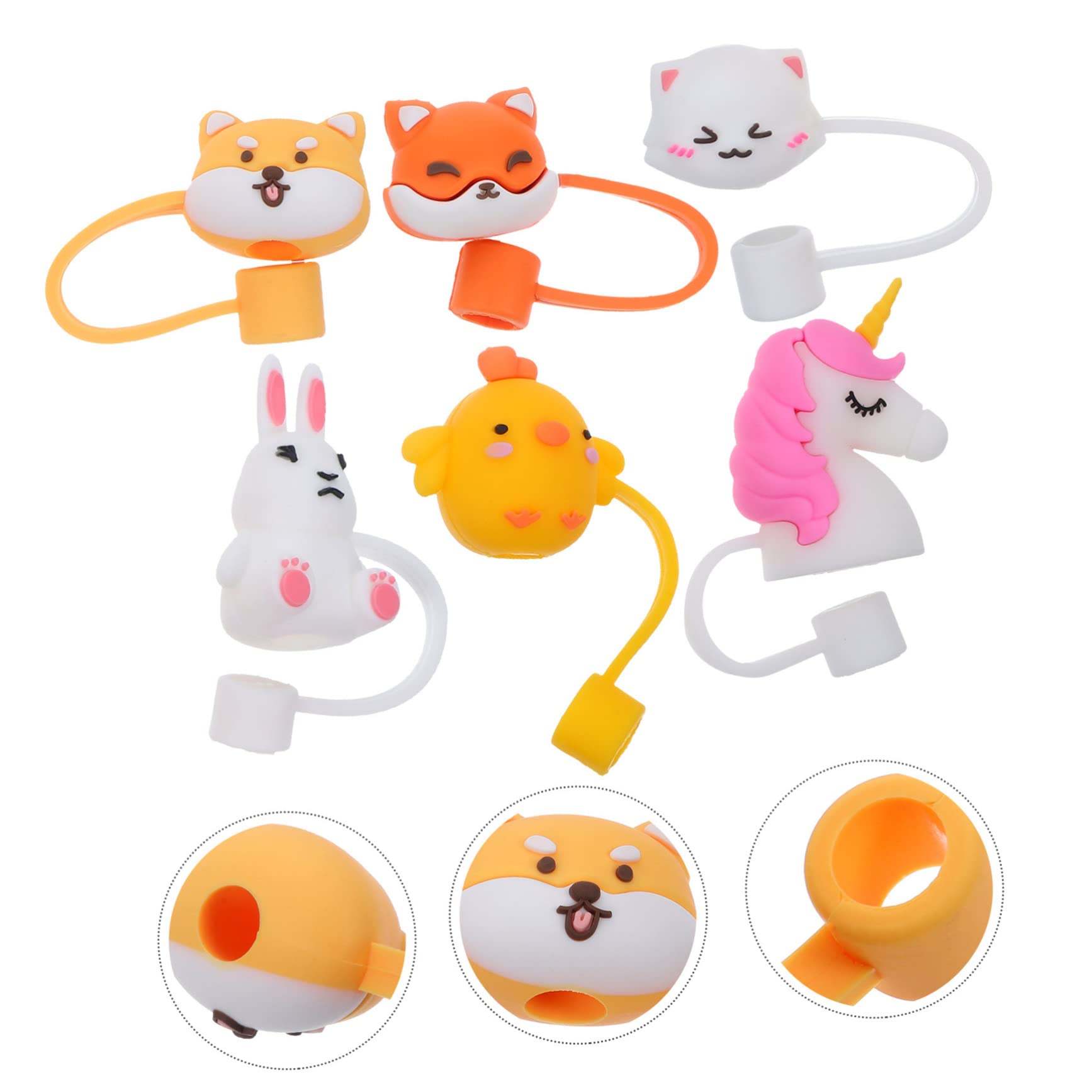 TOPBATHY 30stücke Trinkhalmdeckel Niedliche Tierdesigns Küken Hase Fuchs Katze Einhorn Wiederverwendbare Und Wasserdichte Schutzkappen Für Trinkhalme Für Partys Und