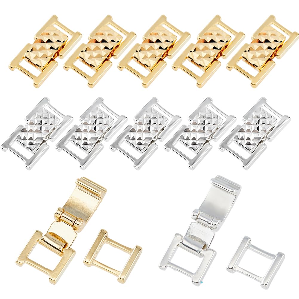 DICOSMETIC 12Pcs 2 Colors Fold Over Jewelry Clasp Real 24K Gold Plated Jewelry Extender Clasps Brass 0.6x0.3x0.14 Inch Necklace Clasps Small Fold Over Clasp for DIY Bracelet Making