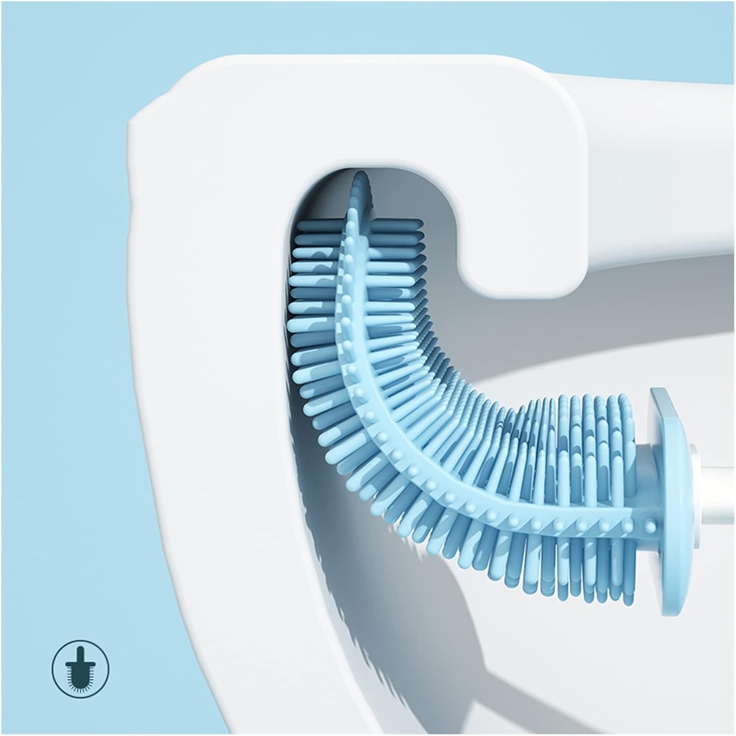 Toilet Brush Silicone Toilet Brush Household Non-Dead Corner Toilet Squat Brush Wall-Mounted Toilet Brush Cleaning Set Bathroom Brush and Holder (Color : Brass)