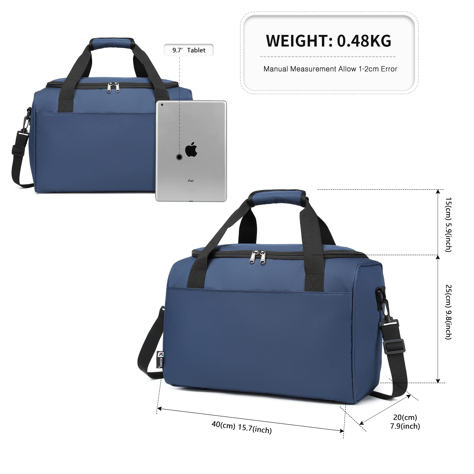 KONO Bagaglio a Mano 40x20x25 Ryanair Borsone da Viaggio con Manica per Trolley Borsa Sportiva 20L (Marina Militare)