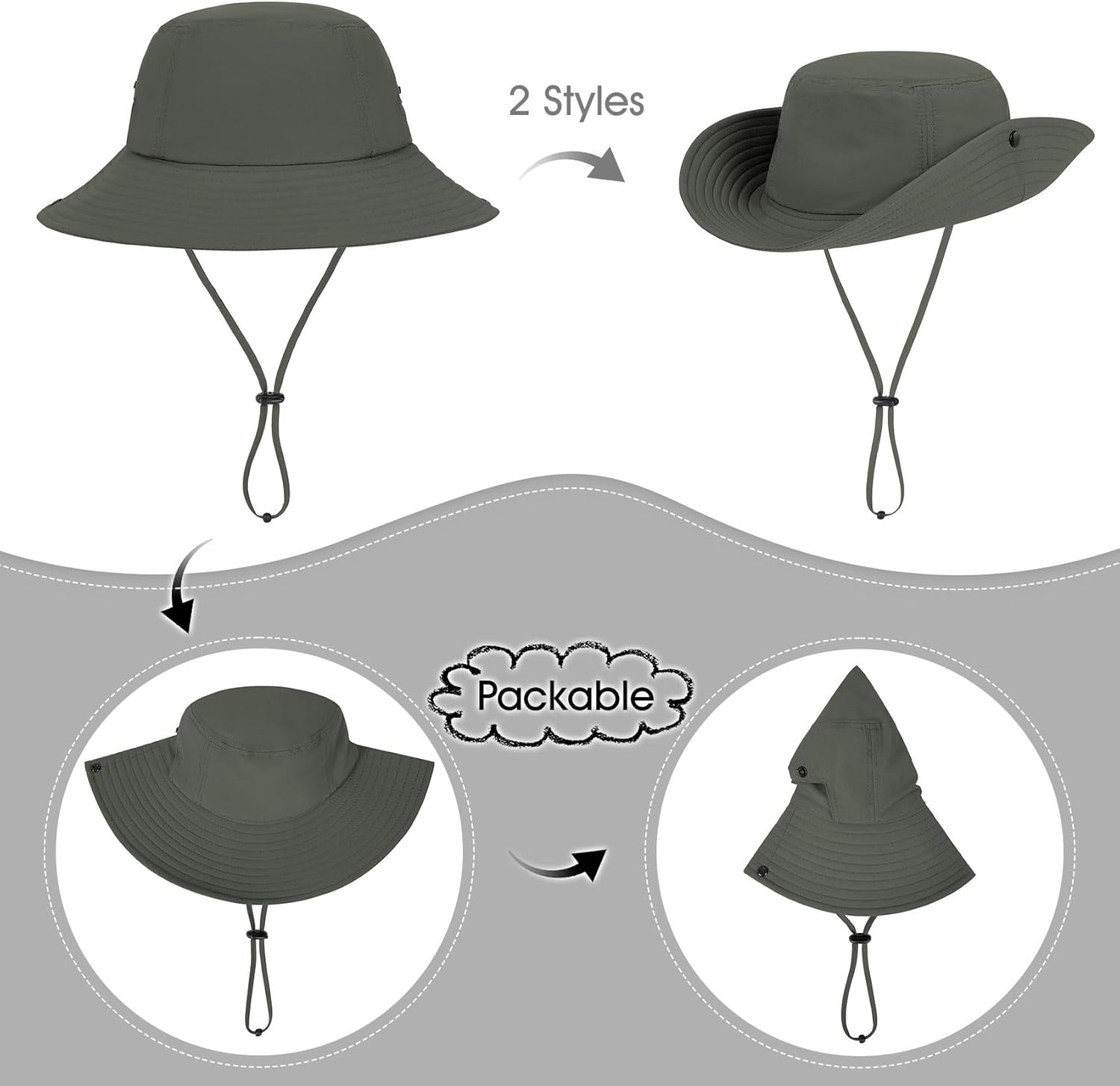 Durio Kids Sun Hat UPF50+ Girls Sun Hats Summer Beach Sun Hat Toddler Boys Hats Bucket Hat for Fishing Safari Hiking - Image 4