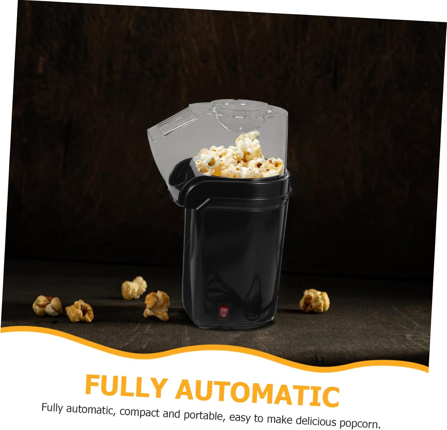 Mini Electric Hot Air Popcorn Automatic Kernel Corn Maker for Home Movie Nights Party Snack Healthy Compact Portable Black