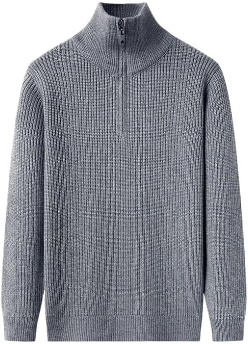 Men's Sweater Half Zip Knit Long Sleeved Slim Fit Sweaters