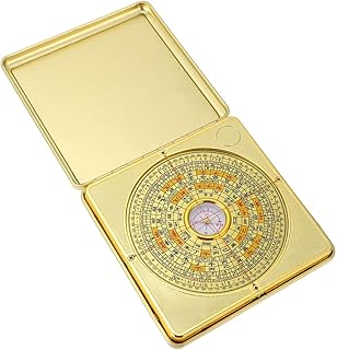 Anneome Compass Chinese Decor House Decorations for Home Brass Compass Pirate Compass Prop Chinese Ancient Compass Flip Cover Compass Brass I-Ching Compass I-Ching Adornment Luo Pan Alloy