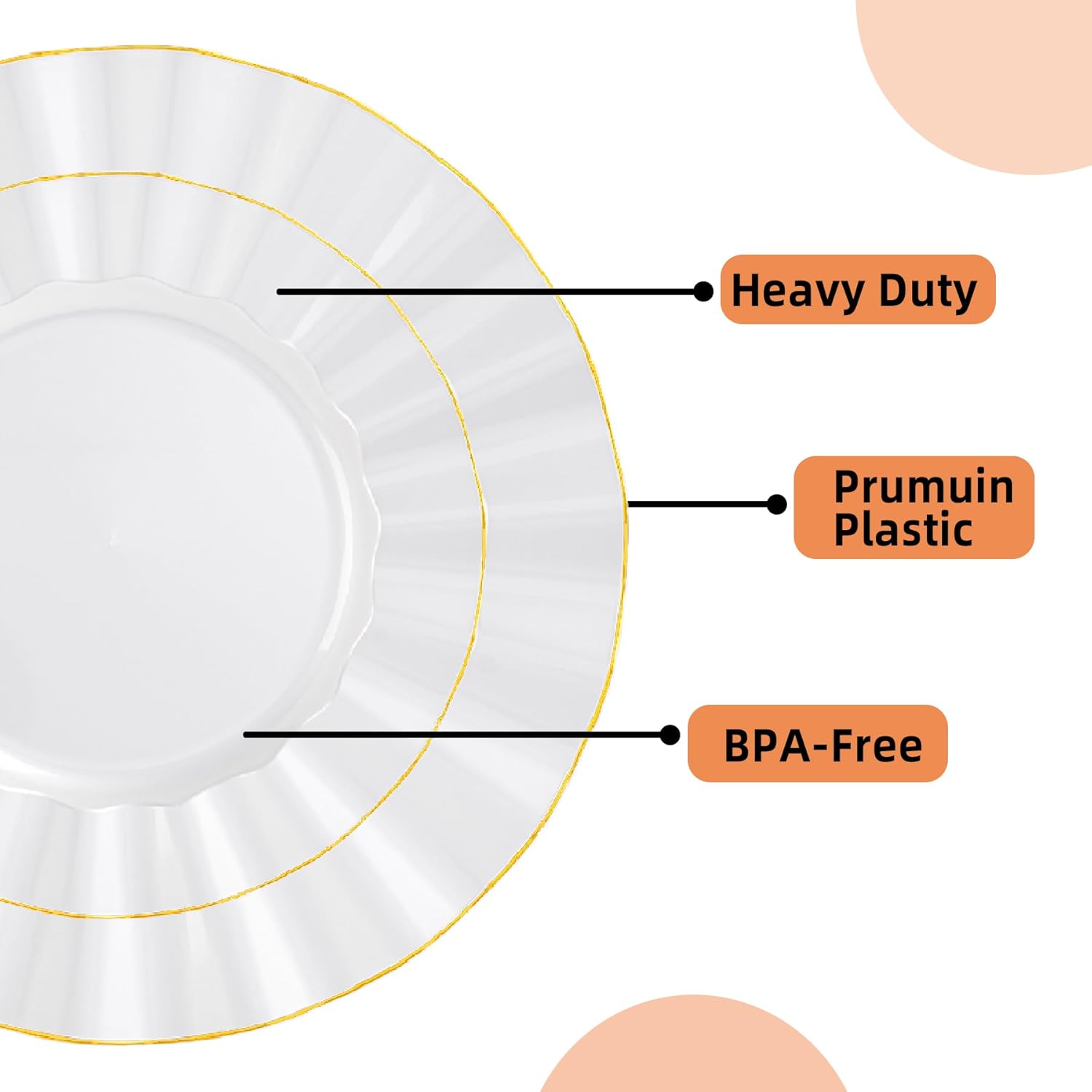 175PCS Gold and White Plastic Dinnerware Set, Plastic Party Plates for 25 Guests, 50 Disposable Plates, 25 Heavy Duty Silverware, 25 Cups, 25 Napkins for Party and Wedding