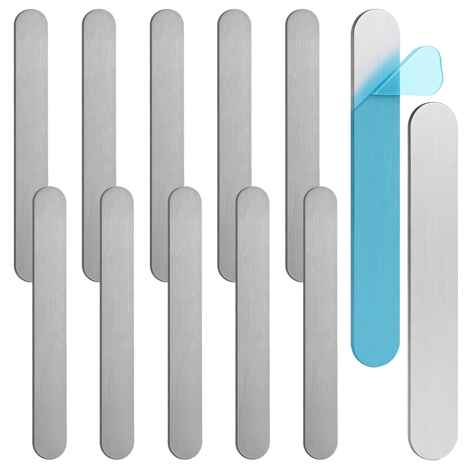Dplolng 12 Pcs Metal Strips for Magnets,2.5 x 0.3in Adhesive Metal Strips for Magnets Sticky Replacement Strip for Under Cabinet Lights & Led Lights Home Office and School (Not Magnet)