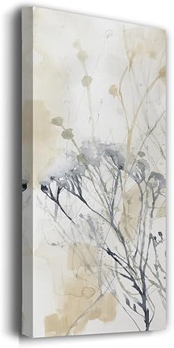 Miniatura 2 de Renditions Gallery Arte de pared de naturaleza para decoración del hogar, línea de flores silvestres brumosas, pinturas colgantes abstractas