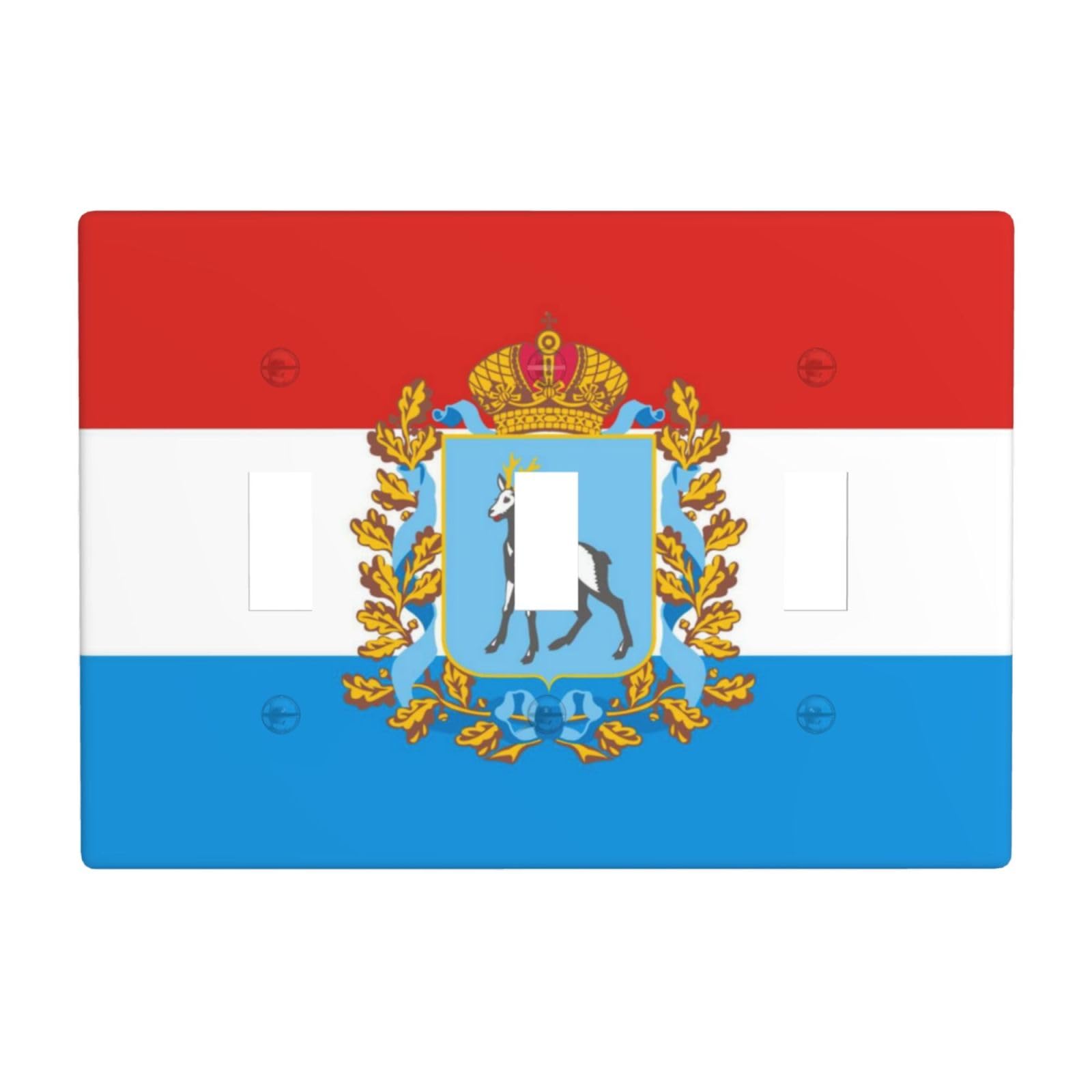 Samara Flag 3 Gang Switch Plate Cover-Unbreakable Polycarbonate Wall Plate, Heat Resistant Toggle Switch Decor for Home