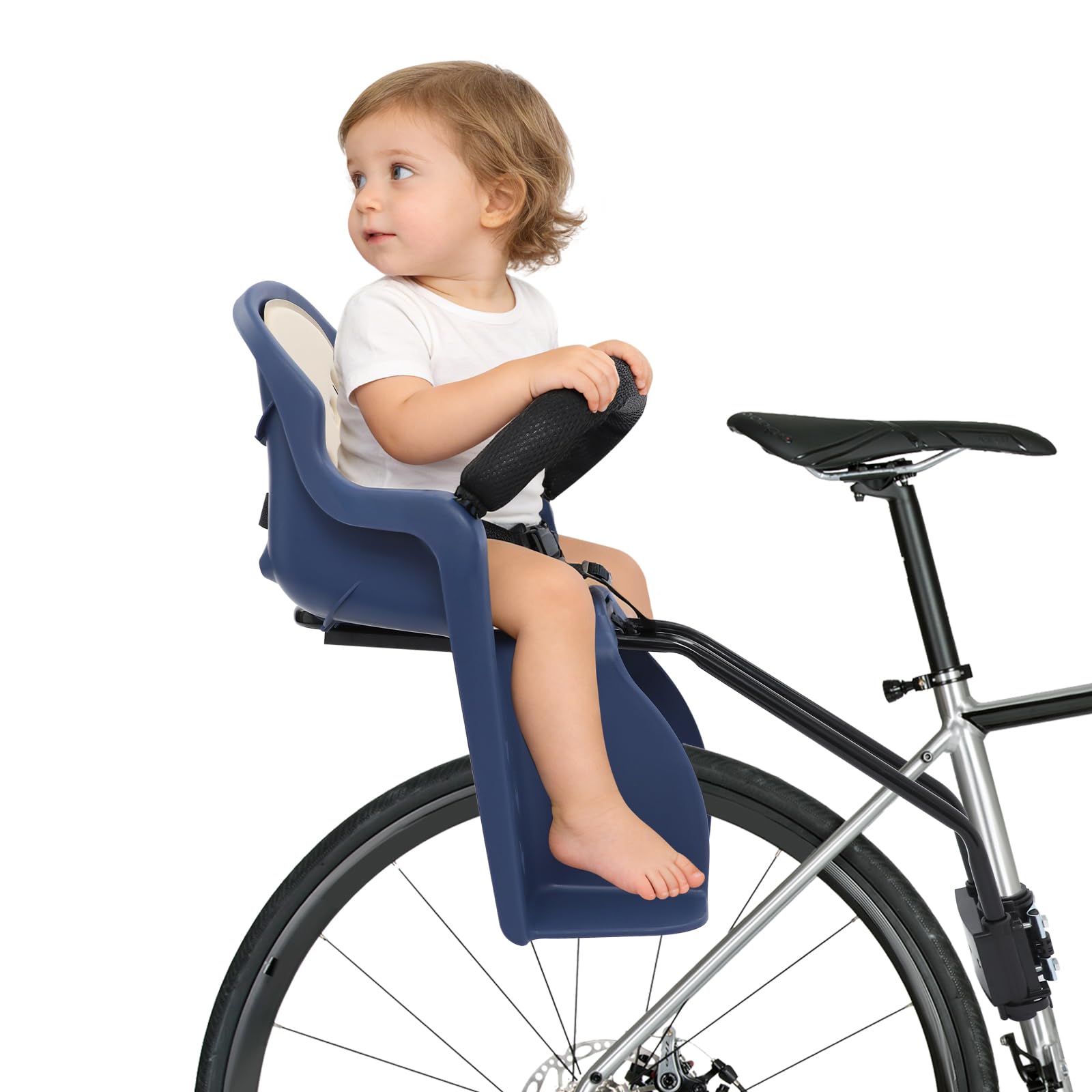 Asiento infantil de bicicleta para bicicleta, asiento trasero de bicicleta, con fijación al cuadro o sistema de fijación para portabicicletas, de 9 meses a 4 años, hasta 20 kg