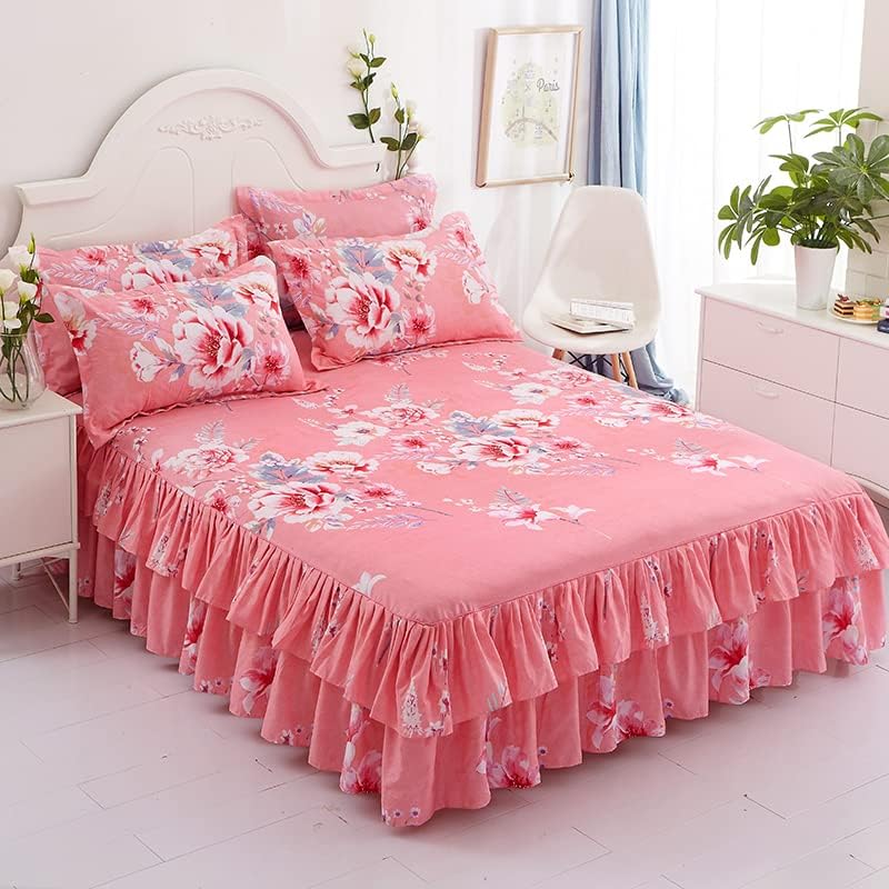 Zhiyuan Peony - Juego de sábanas y fundas de almohada de dos capas, color rosa intenso
