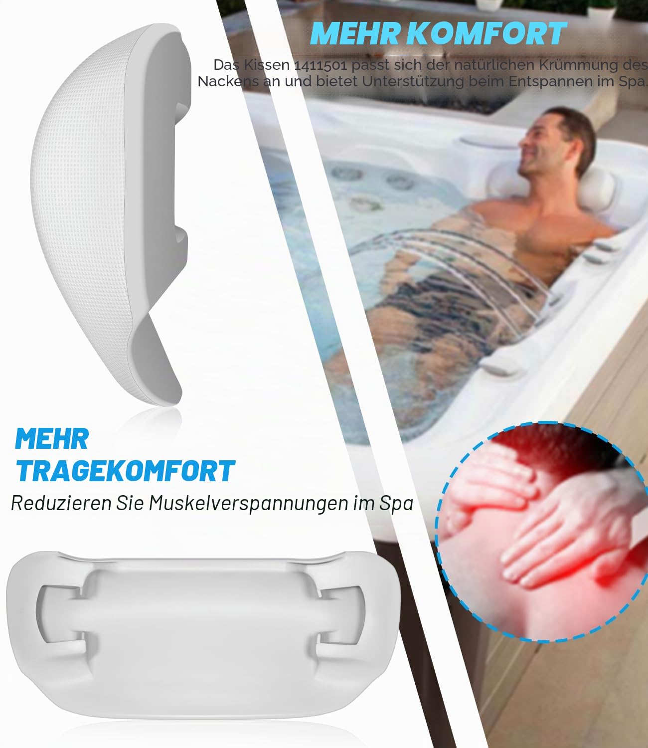 2er-Pack 77228 Spas Ersatzkissen für Hot Spring Highlife Collection Whirlpools ab 2014, Cool Grey Spa Kopfstütze
