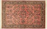 Sarough Teppich 200x250 Handgeknüpft Rosa Floral Wolle Kurzflor Rug