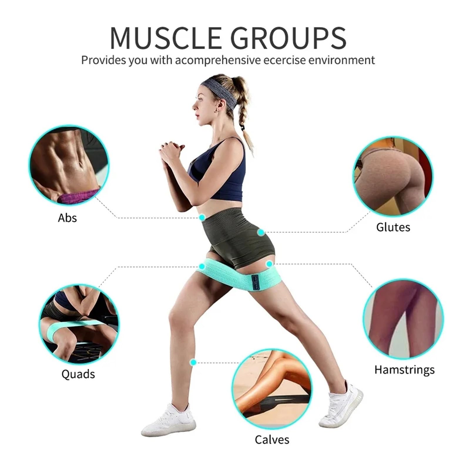 Gomas Elasticas Musculacion Banda de Resistencia for glúteos, Bandas elásticas for glúteos y Muslos, Banda de Goma for Ejercicio, Equipo de Gimnasio y Yoga(4PCS Set)