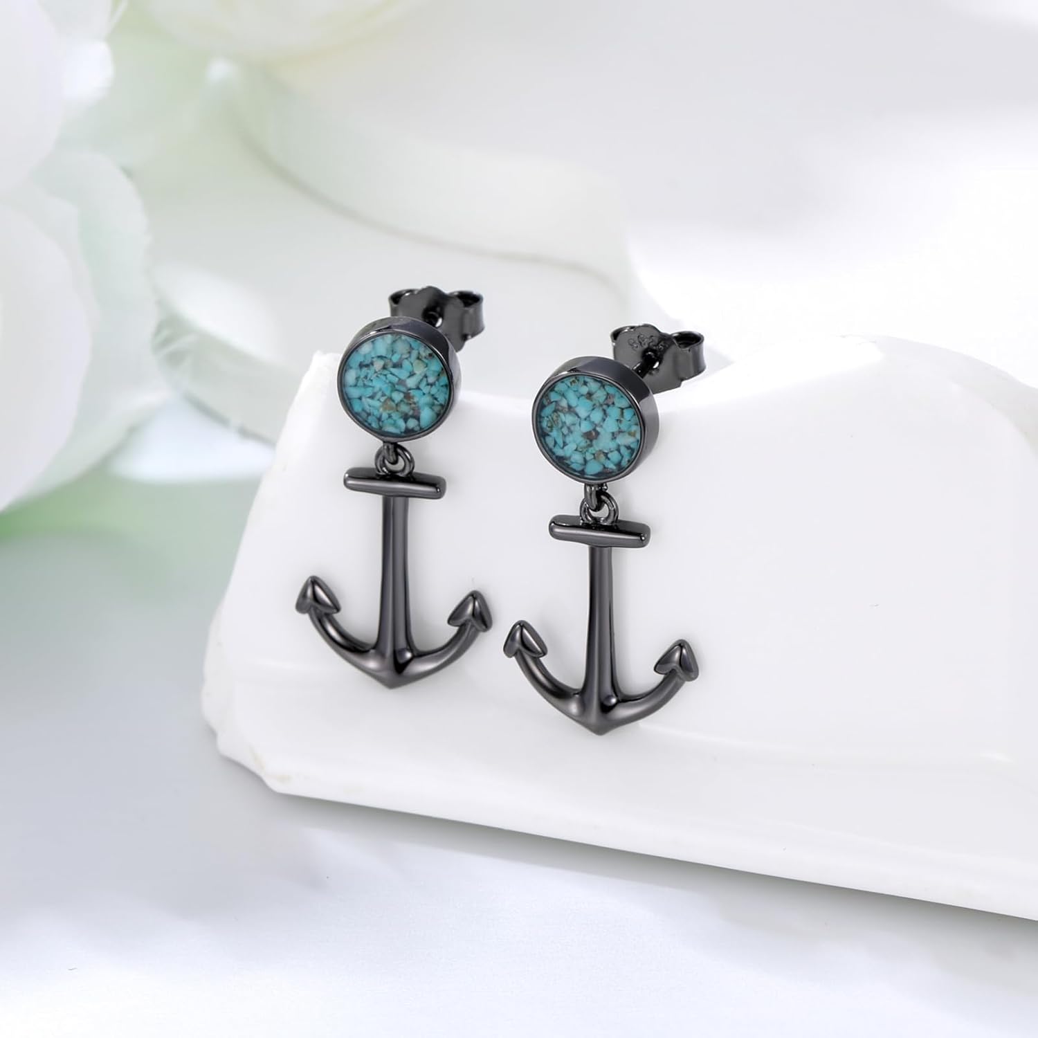 Black Dangle Drop Earrings 925 Sterling Silver Turquoise Earrings Jewelry Gifts for Women Men