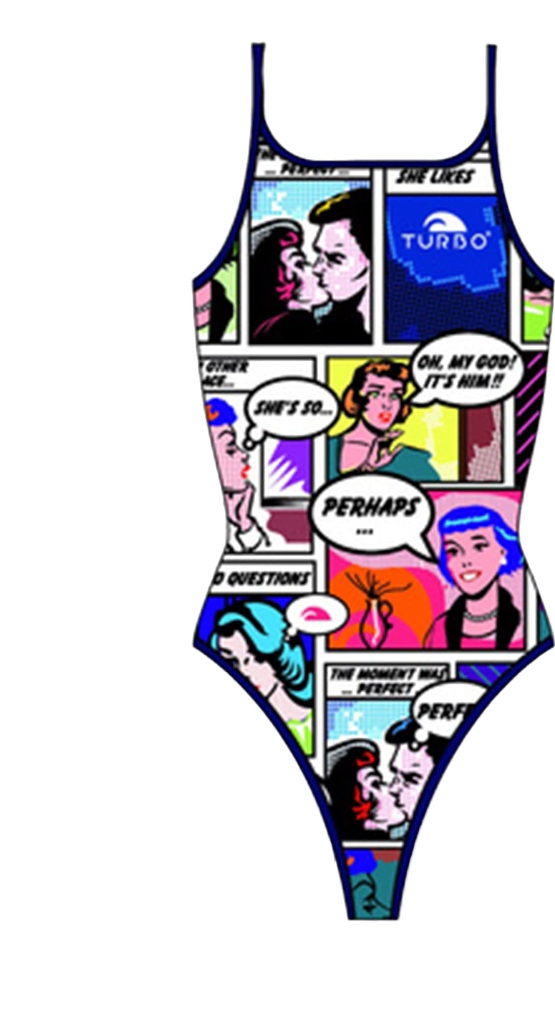 TurboTronic Comic - Bañador para Mujer, Multicolor, XXL