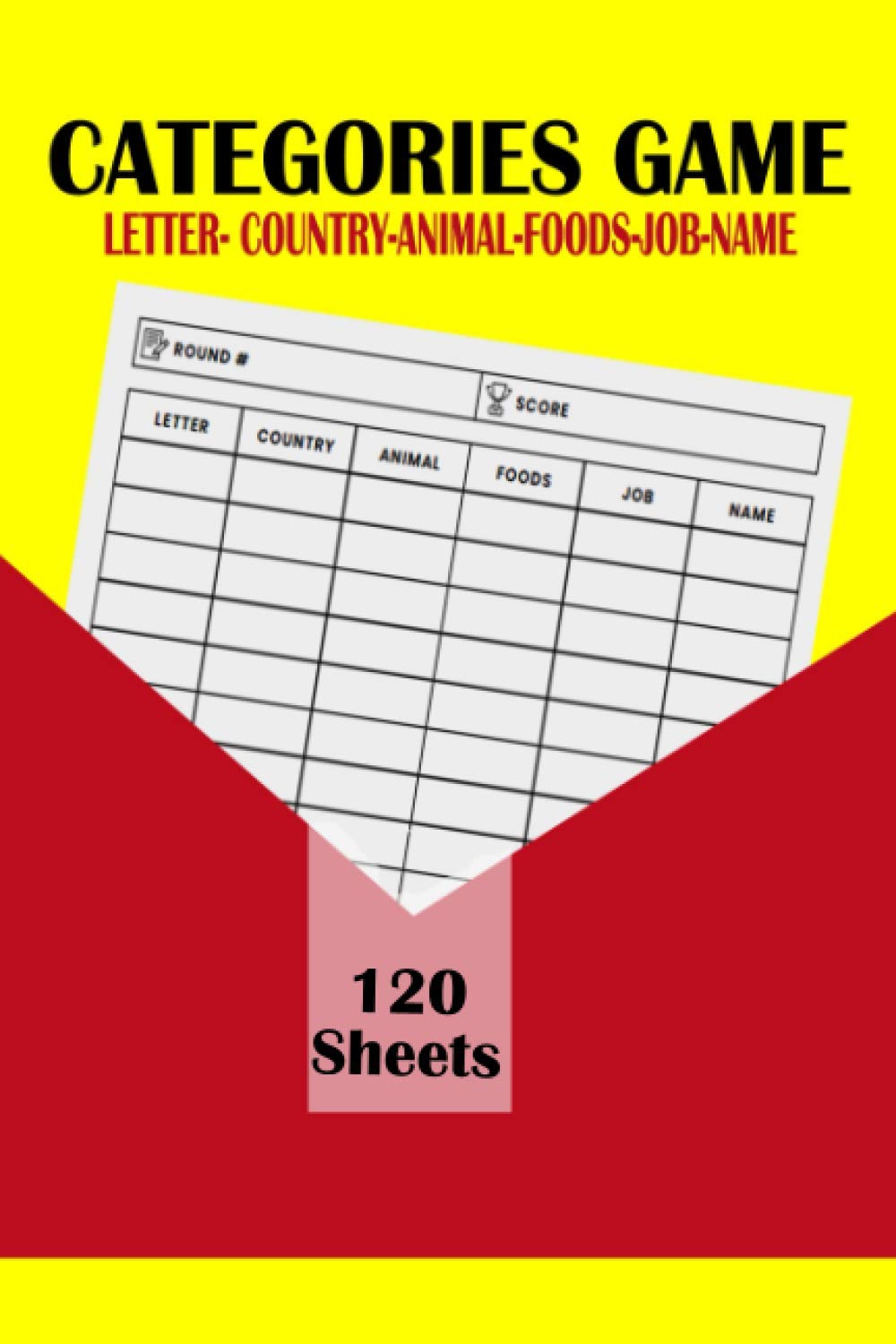 Categories Game: 120 Sheets To Play The Letter, Country, Animal, Foods, Job, and Name With your Family & Friends | Portable size Categories Board Game