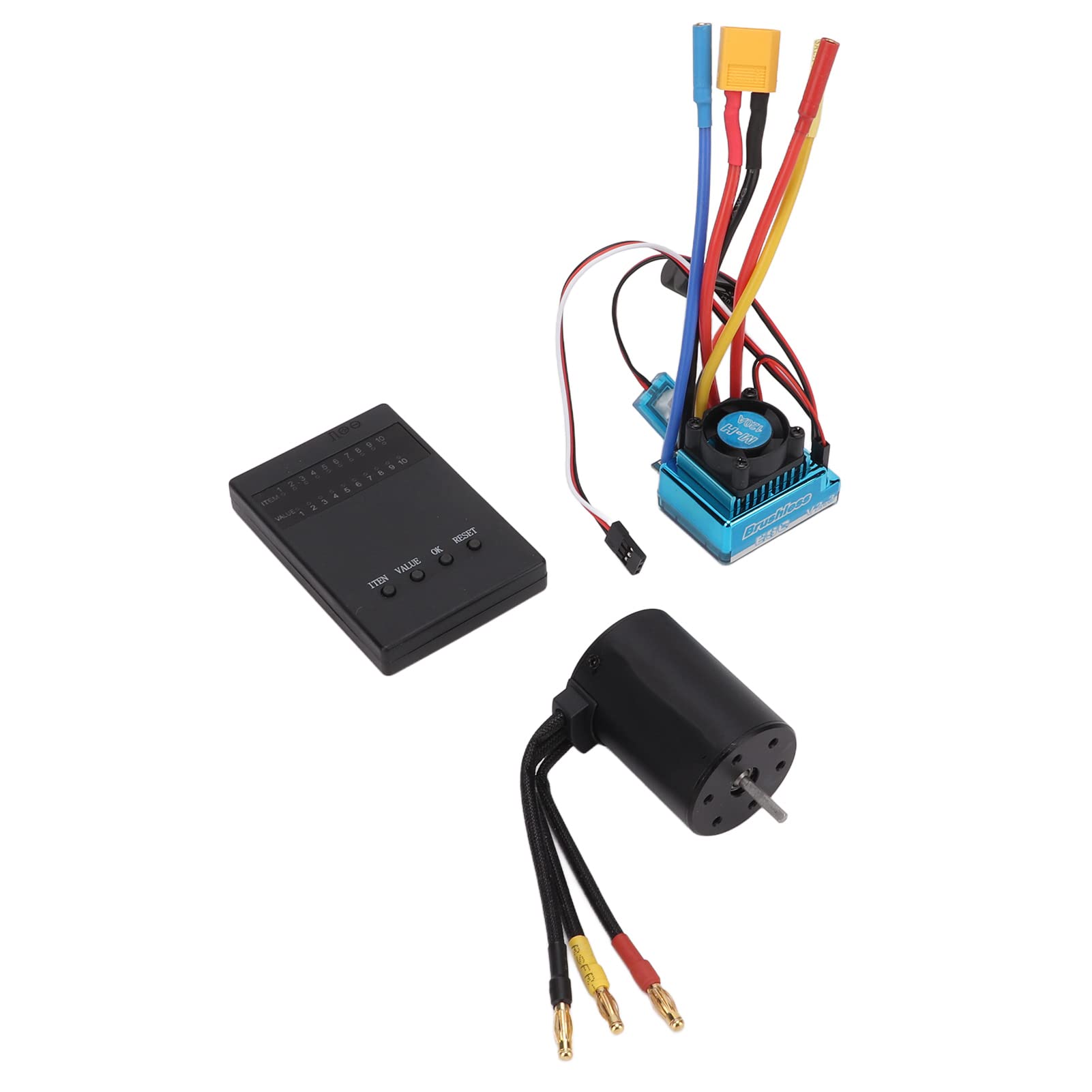 Dilwe Zestaw Silnika Bezszczotkowego 3650, Silnik Bezszczotkowy 3100KV ze Stopu Aluminium z 120A ESC i kartą Programowania, Konfiguracja XT60 2 do 4S dla 1 10 1 8 Kierowców Samochodów RC
