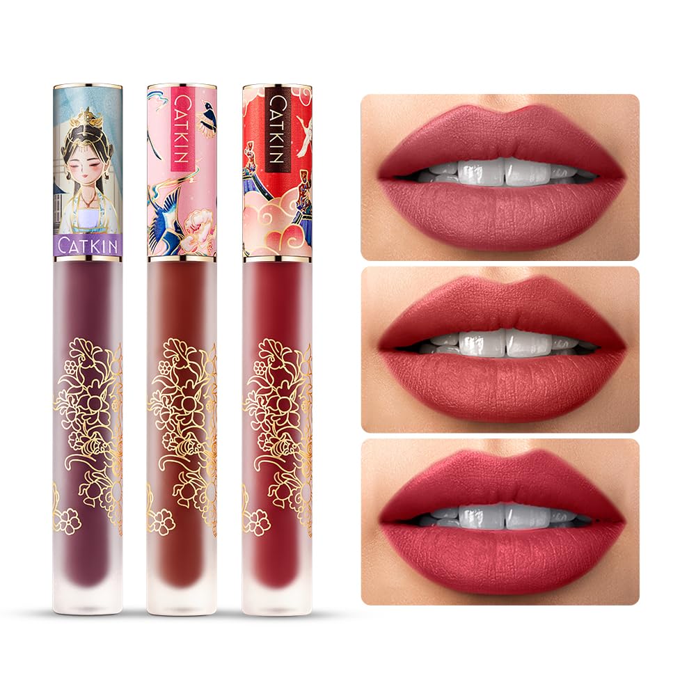 CATKIN3 PCS Liquid Lipstick Set, Velvet Matte Finish, High Impact Lipcolor, Liquid Lip Stain, Long Lasting, Waterproof, No Transfer, Vegan
