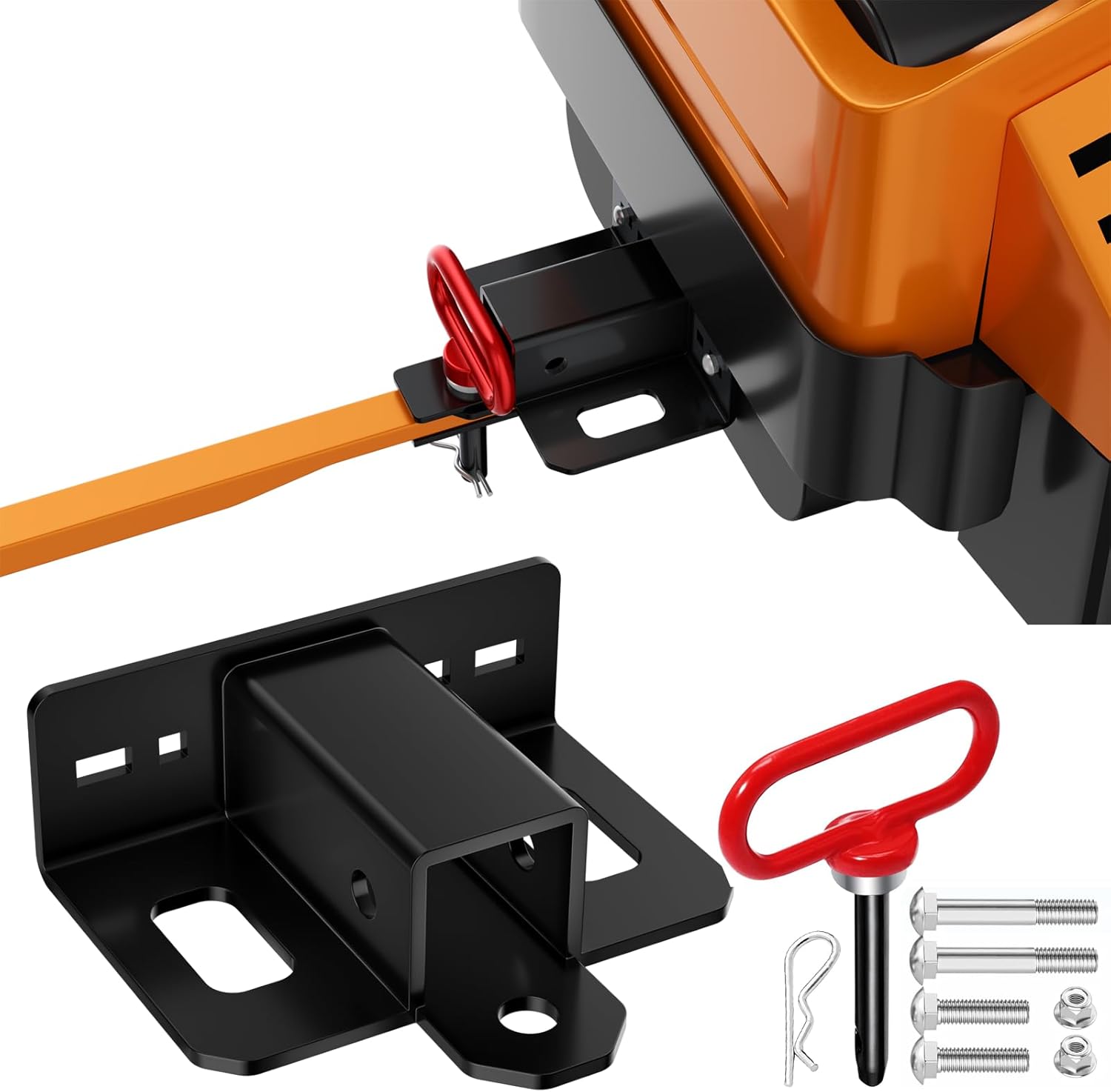 Upgraded Zero Turn Lawn Mower Hitch with 2" Receiver & Hitch Pin, 6mm Thicker Heavy Duty Steel Bolt On Hitch Receivers, Compatible with Many Models Lawn Mower, Tractor, Trailer, Golf Cart, ATV Etc.