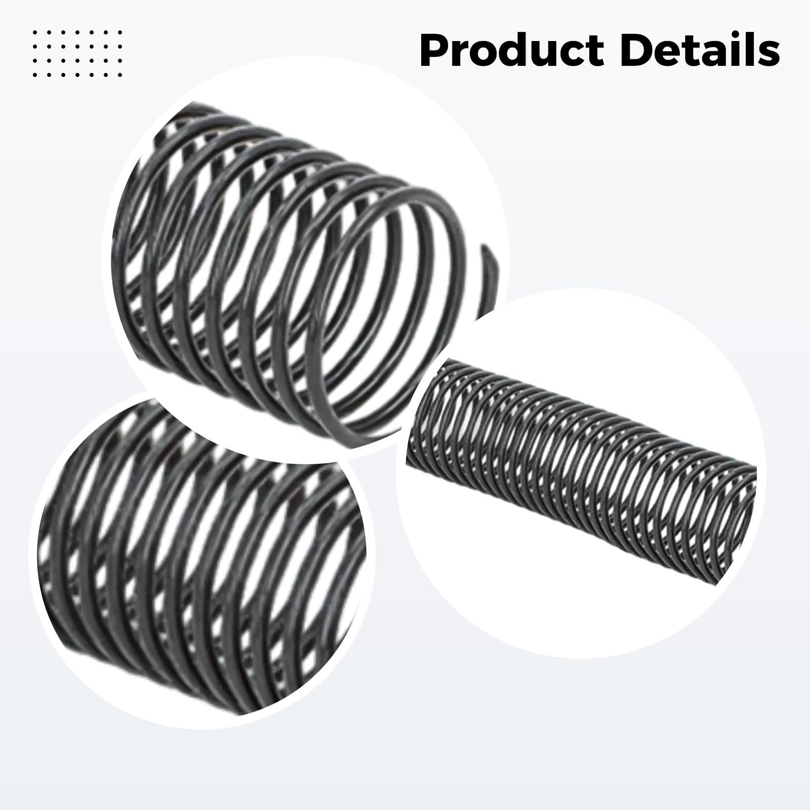 Binderspulen-Set, 3,8 cm, 38 mm, 46 Löcher, für Notizbücher, PVC, Einzelschlaufe, Schwarz, 20 Stück