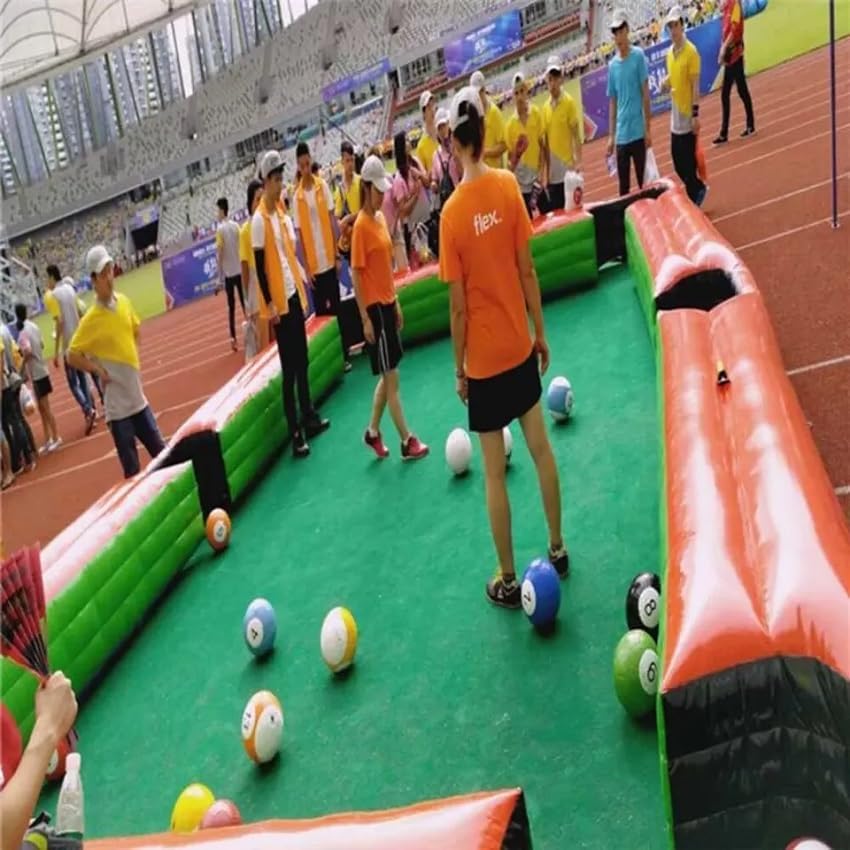 8x5m Inflatable Snooker Football Pool Snooker Table for Events Carnival Games, Red green
