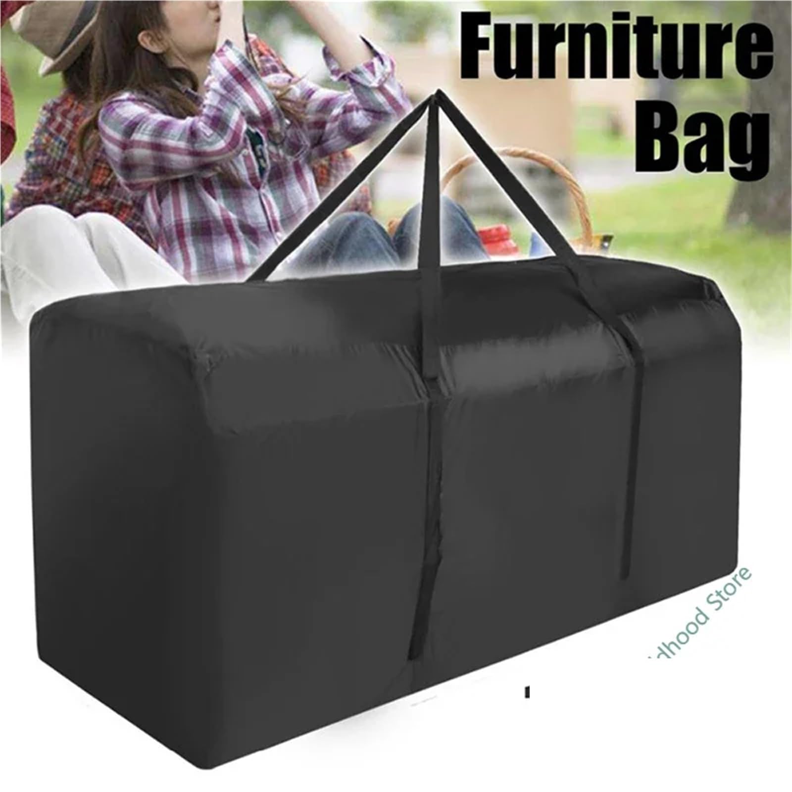 Borsa da Giardino per Cuscini Grande borsa portaoggetti impermeabile con cuscino, for mobili da giardino, for esterni maniglia(173x76x51CM)