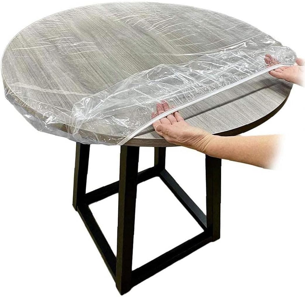 Nappe Ronde Transparente En PVC, Nappe En Plastique Impermeable Facile A Nettoyer Diametre 140 Cm 99151838