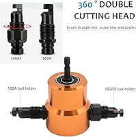 Vista 5 de Taladro de chapa de doble cabeza de 360 grados con punzón y troquel adicionales, 1 accesorio de orificio de corte y 1 broca de paso