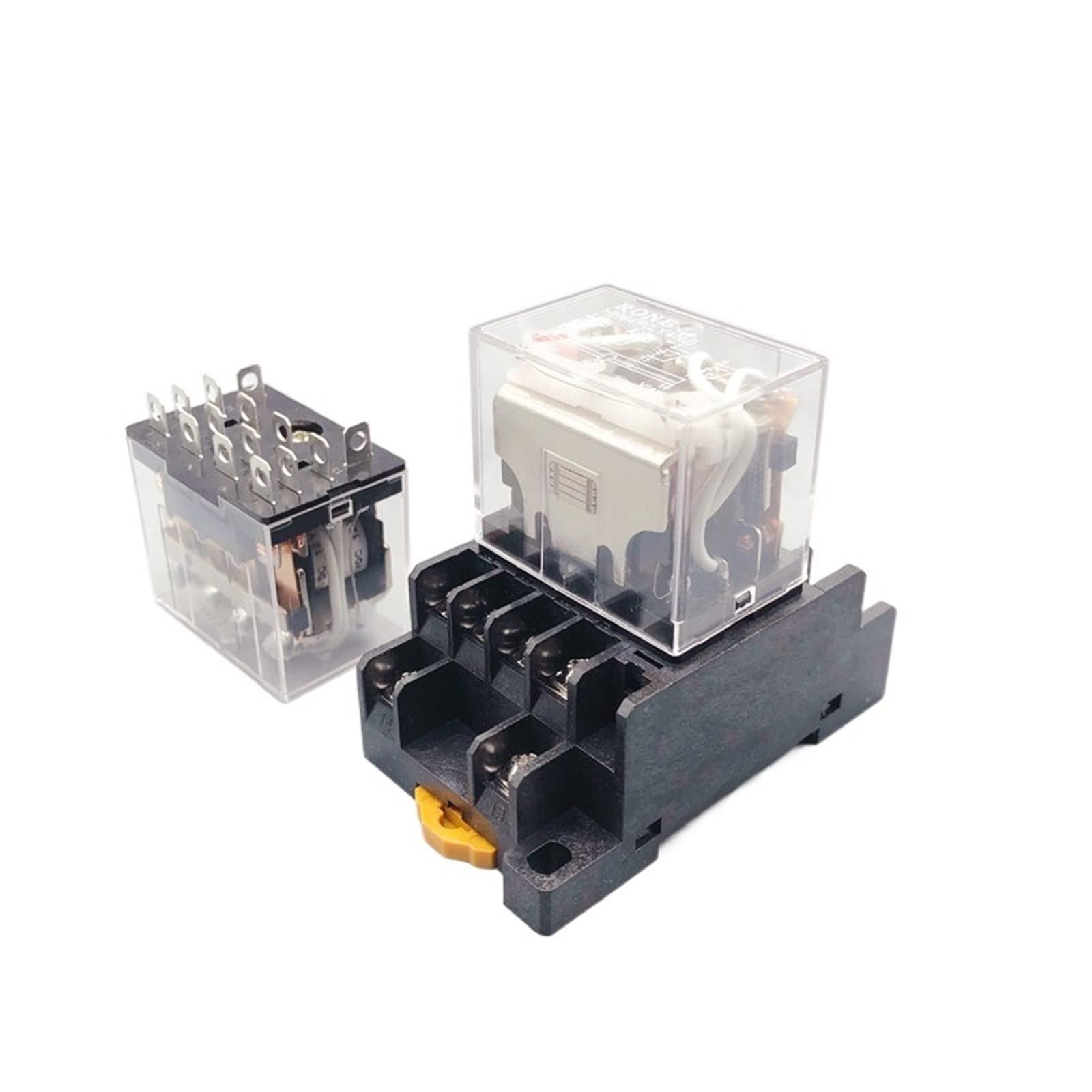 GJZIFGFWQ 10pcs Silver Contact Small electromagnetic Intermediate Relay LY4NJ HH64P AC 220V DC 12/24V 14pin 4Z with Socket Base 10A 250V