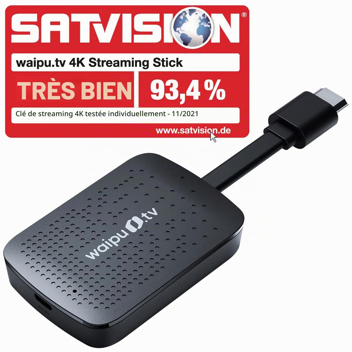 Waipu Clé TV 4K avec télécommande avec boutons de sélection rapide (avec boutons de contrôle TV) | TV via Wi-Fi | HDMI | 4K | HDR