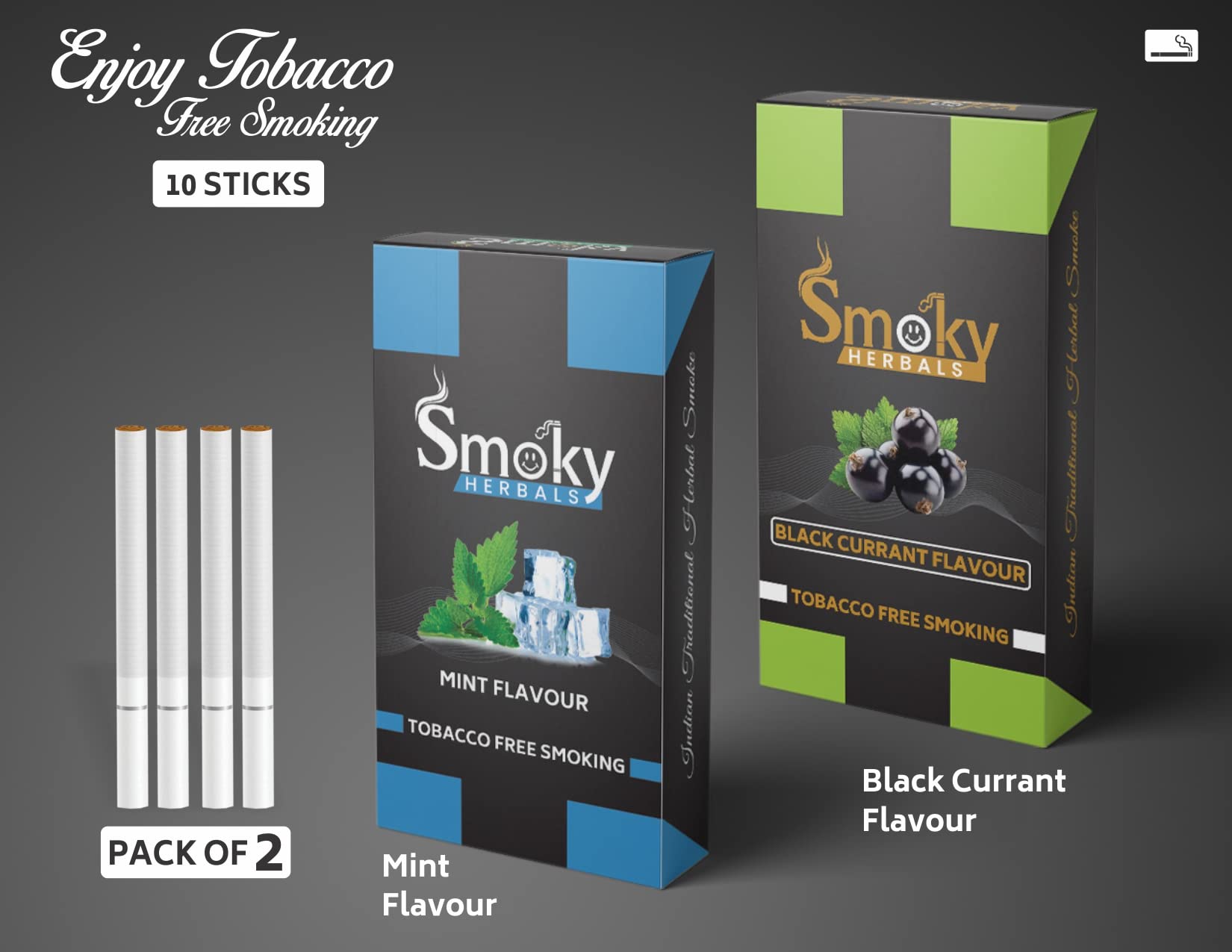 Buy Smoky Herbals Pack of 2 Flavours 100% Tobacco & Nicotine Free Cigarette
