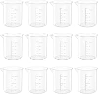 Goiio 12 Pack 100ml Transparent Plastic Beakers - Graduated Lab Measuring Cups for Science Experiments, Kitchen & School