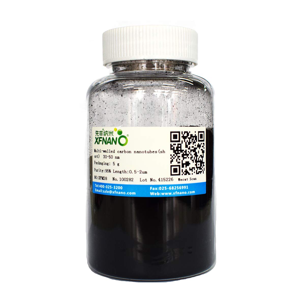 Research Grade Multi Walled Carbon Nanotubes Powder MWCNTs with Outer Diameter 30-50nm Purity 95%-Same Day Priority Shipping