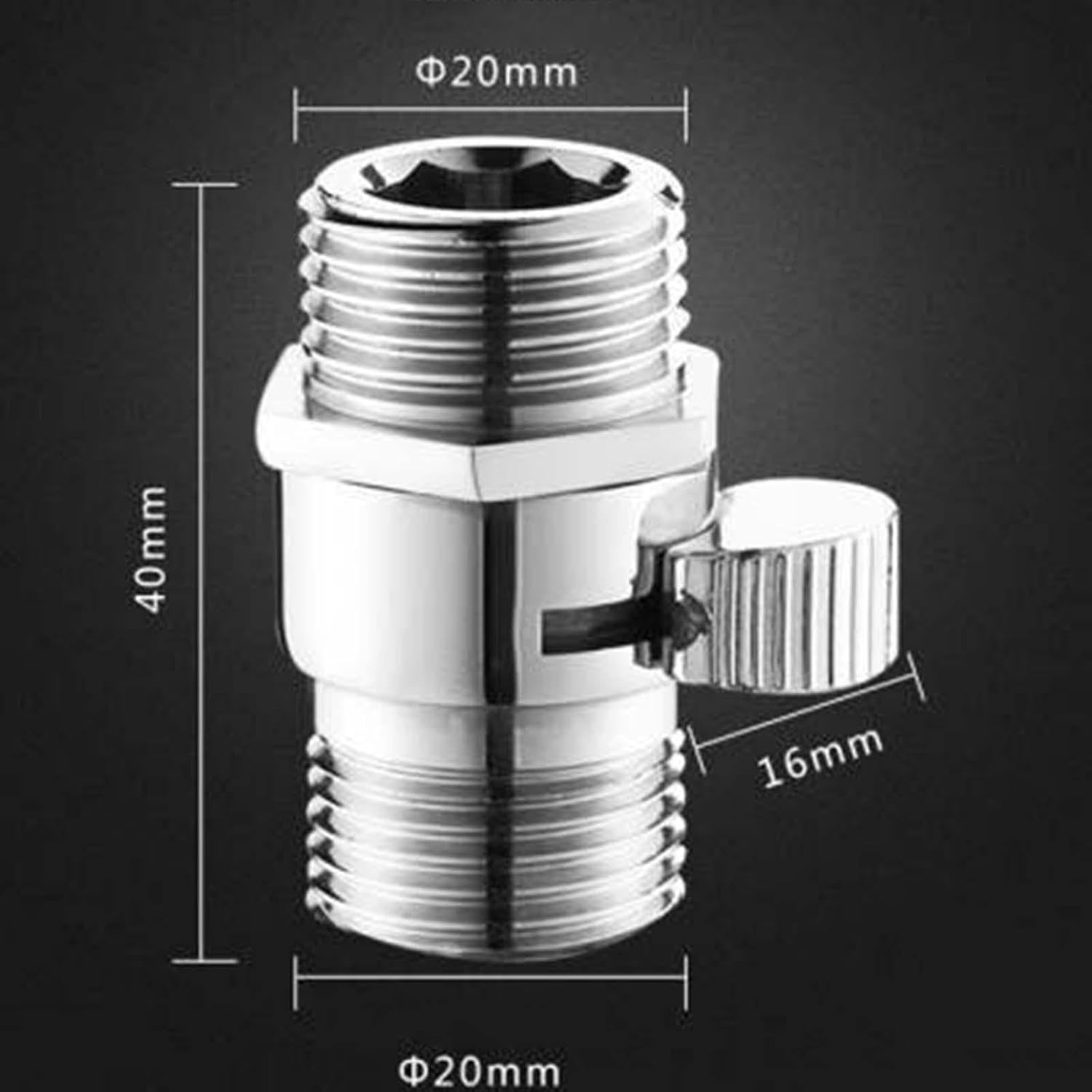 Shower Head Flow Control Valve Copper for Bathroom Toilet Sink Bidet Accessories Bathroom Fixtures Water Stop Turn Off Valve(Double External)