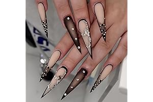 Black Press on Nails: Ultimate Stiletto Style with Sparkles