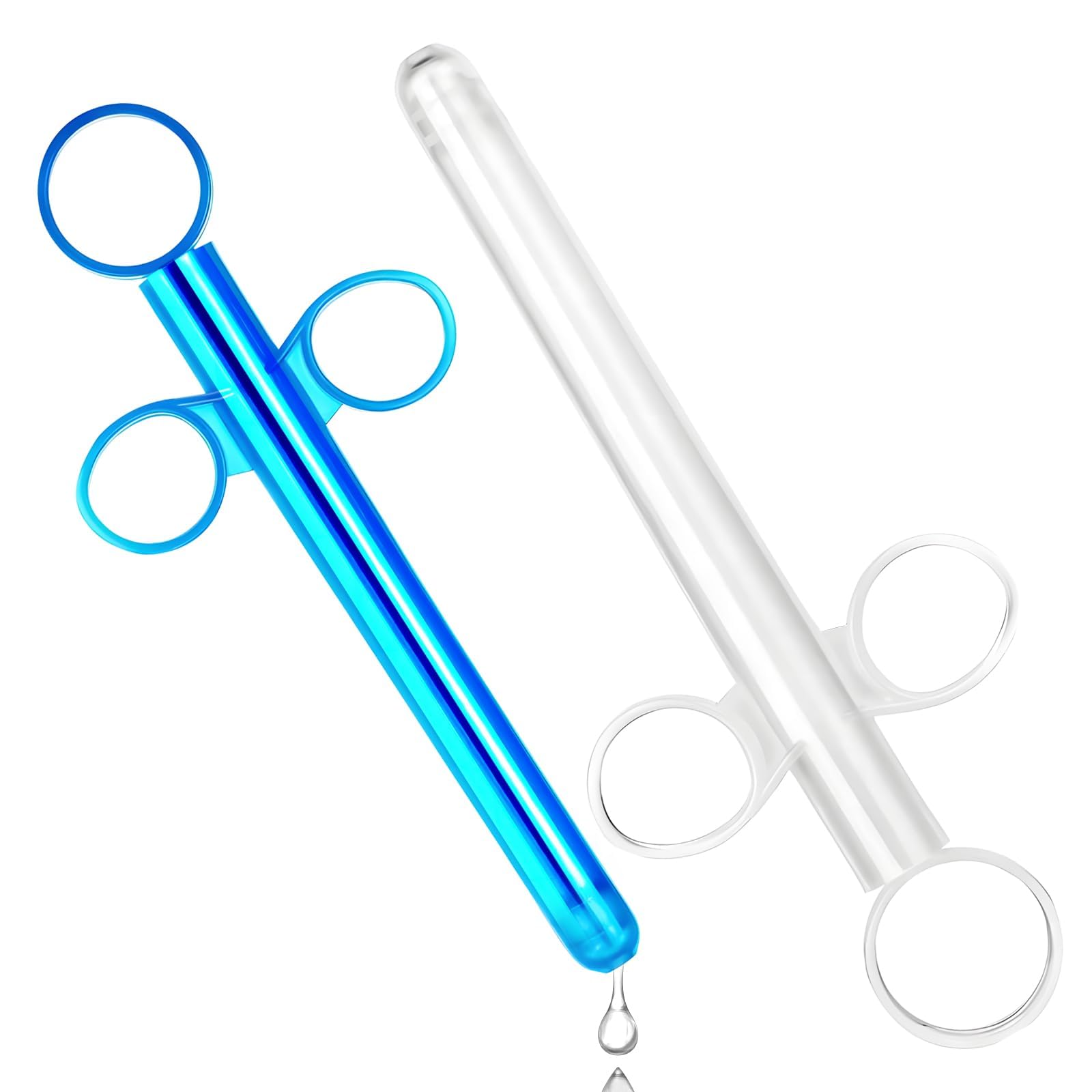 2 Pack Lube Applicator - Lube Shooter with Smooth Rounded Cap,Lube Applicator Reusable,Suitable for Men and Women(Blue&White)