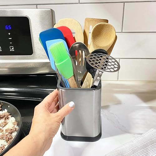 Miniatura 2 de Evelots Soporte para utensilios de cocina de acero inoxidable, organizador, organizador de cubiertos, puede almacenar hasta 15 utensilios grandes