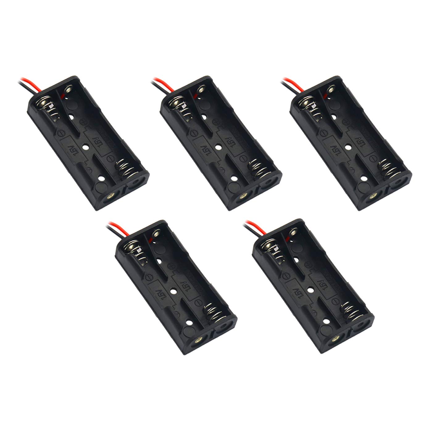 5 pcs 1.5V AAA Battery Holder Box Black & Red Wire Leads 2 slots-image-41