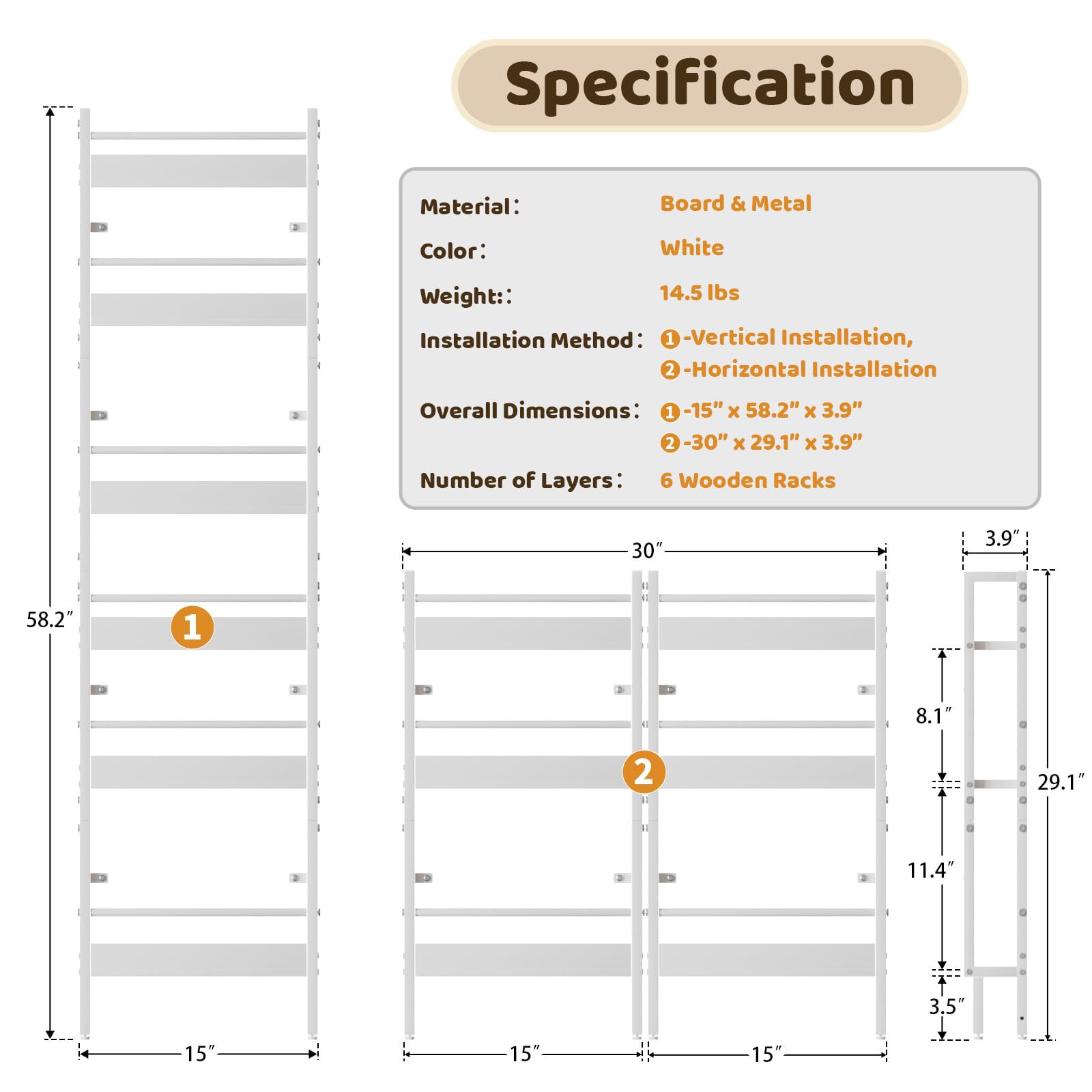 HAVLOTII Libreria per bambini – Scaffale a parete a 6 ripiani per la camera dei bambini, libreria dietro la porta per neonati/bambini, scaffale angolare da parete per camera da letto/asilo, organizer