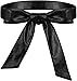 Changkie Women Soft Leather Sash Belt Obi Waist Fashion Tie Belt PU Sash for Dress Coat (Black)