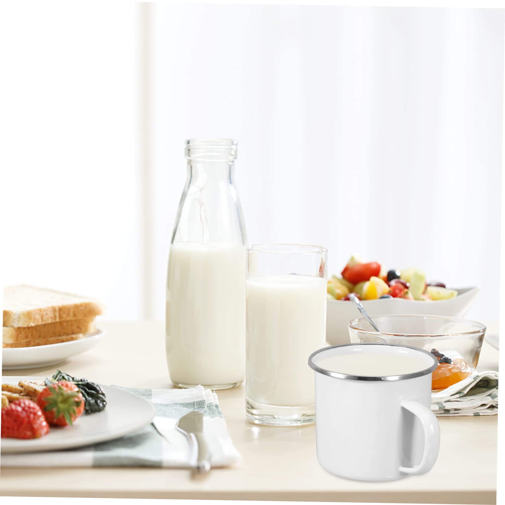 pack Blechtasse Emaille Emaillebecher für Außenbereich Leicht Groß Weiß 4 Stück für Camping und Reisen